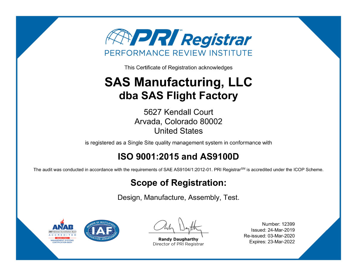 12399 SAS Mfg LLC dba SAS Flight Factory 03MAR2020-1
